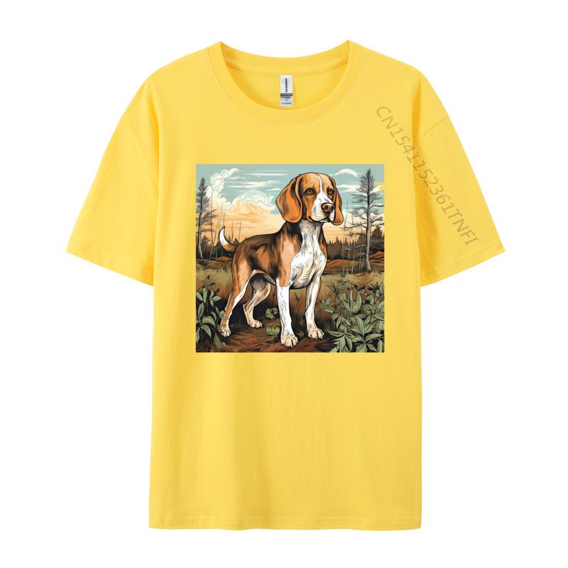 Dog Beagle Dog In Retro TShirt Dog Outdoor Casual Cotton Mens Tees Fashionable Fitted Tshirts For Autumn