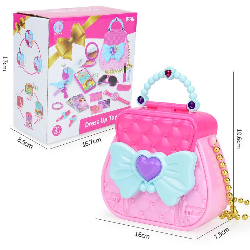 Girl Play House Beauty Toy Backpack Set, Simulated Makeup Jewelry Lipstick Model Children'S Toy