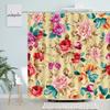 Floral Shower Curtains Pink Red Flowers Leaves Creative Design Printed Fabric Bath Curtain Modern Bathroom Decor Sets with Hooks