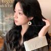 Elegant Autumn Retro Hong Kong-Style Woven Circle Earrings: Light Luxury & Exquisite Statement for Women