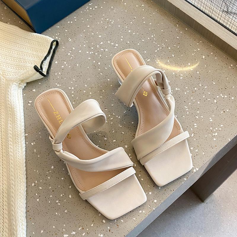 Crystal Sandals Women's High Heels Cool Slippers Outer Wear Wide Fat Feet Large Size Women's Shoes Women's Shoes