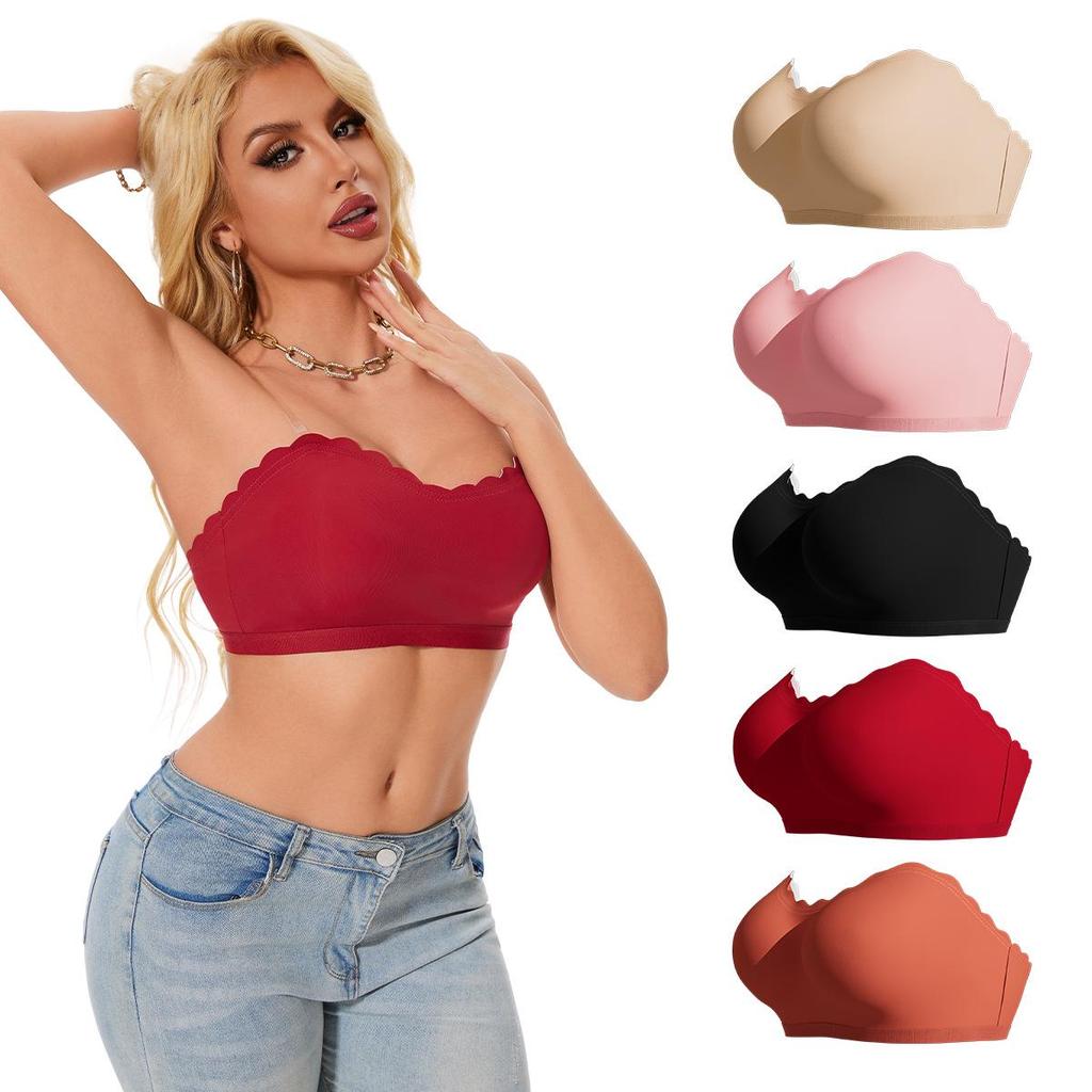 Europe and America Strapless Anti-Slip Push-Up Bandeau with Back Clasp - Women's Sexy Underwear