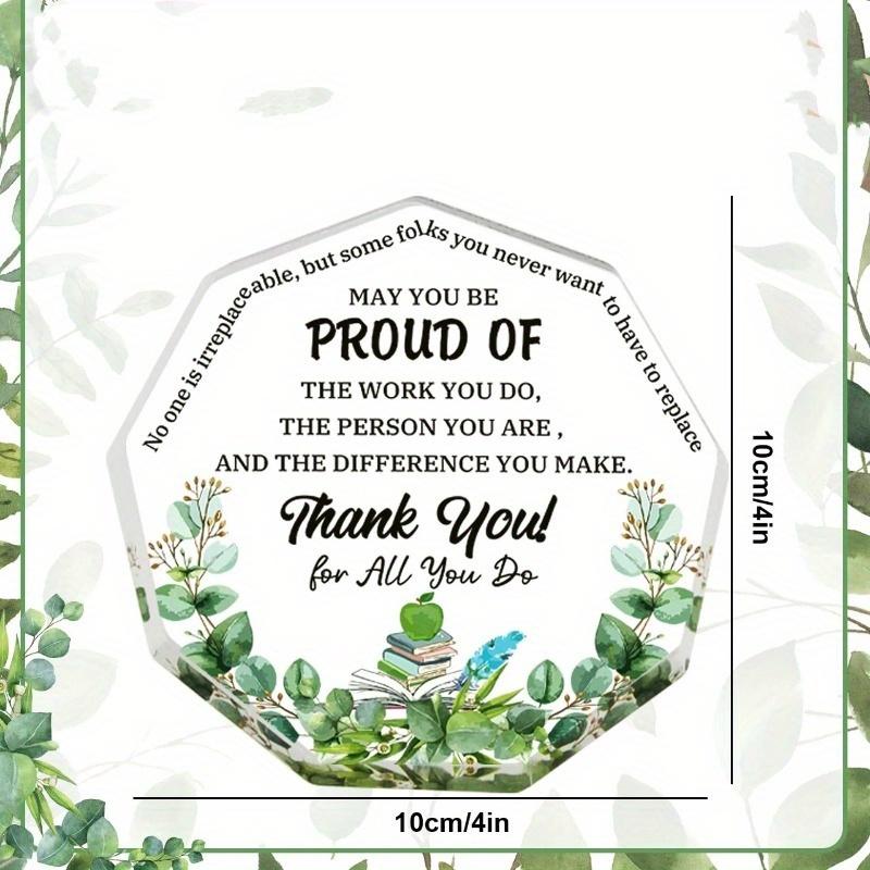  Inspirational Acrylic Thank You Plaque - Perfect for Coworkers, Friends, and Colleagues - Ideal for Retirement, Leaving Job, or Employee Appreciation