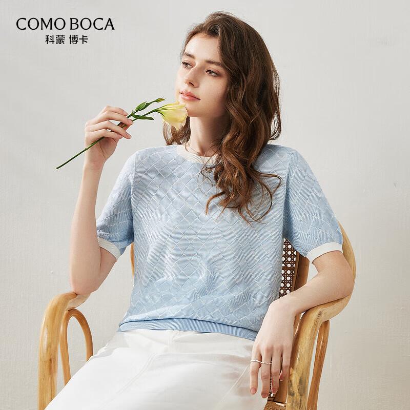 Women s Silk Blend Plaid Knit T-Shirt L