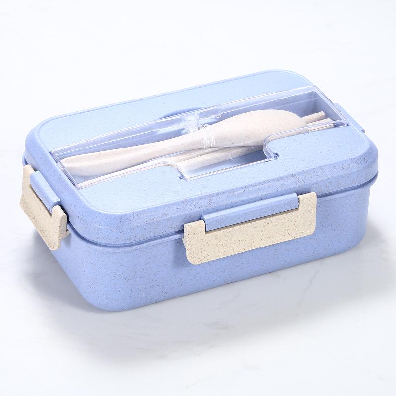 Ланч-бокс с ложкой палочками для еды пшеничная солома столовая посуда контейнер для хранения еды для детей школьный офис коробка для бенто 729₽