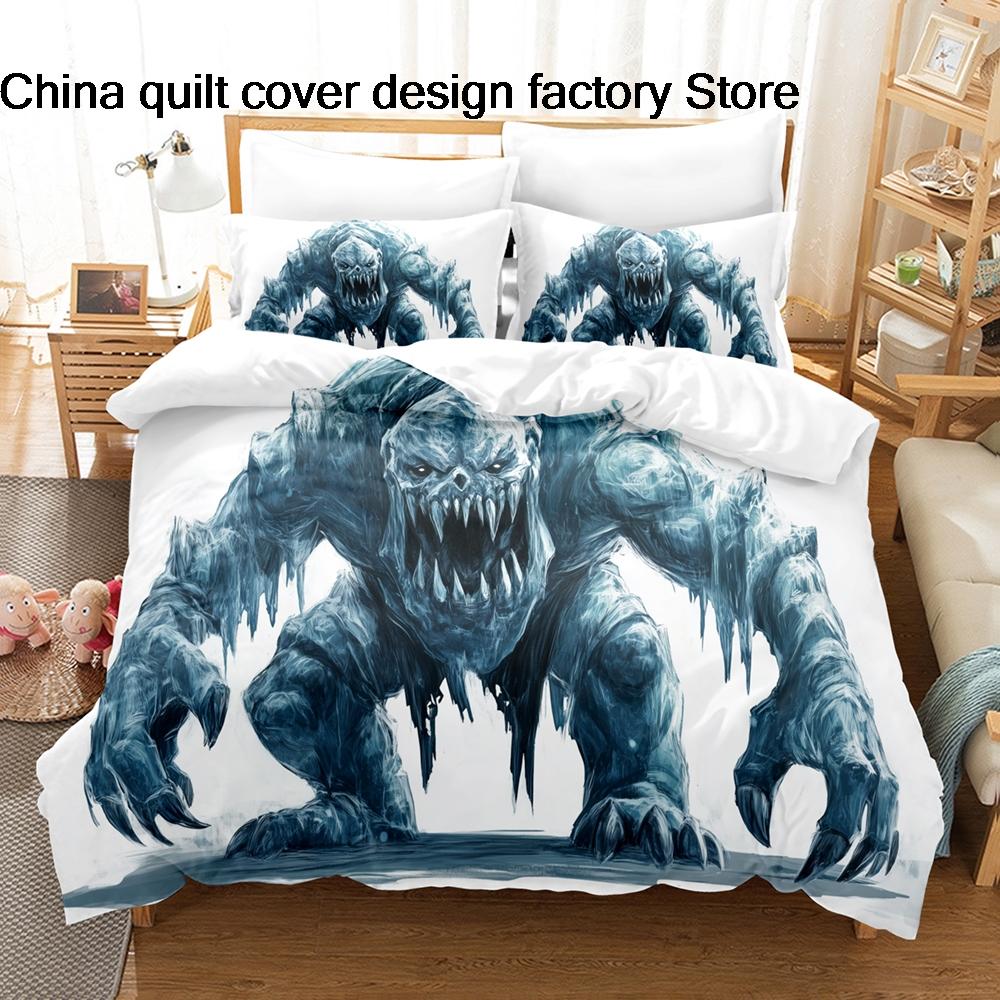 3D Print Terror of Orion Space Monster Bedding Set 3Pcs Sci Fi Alien Duvet Cover Set with Pillowcases for Men Bedroom Decor