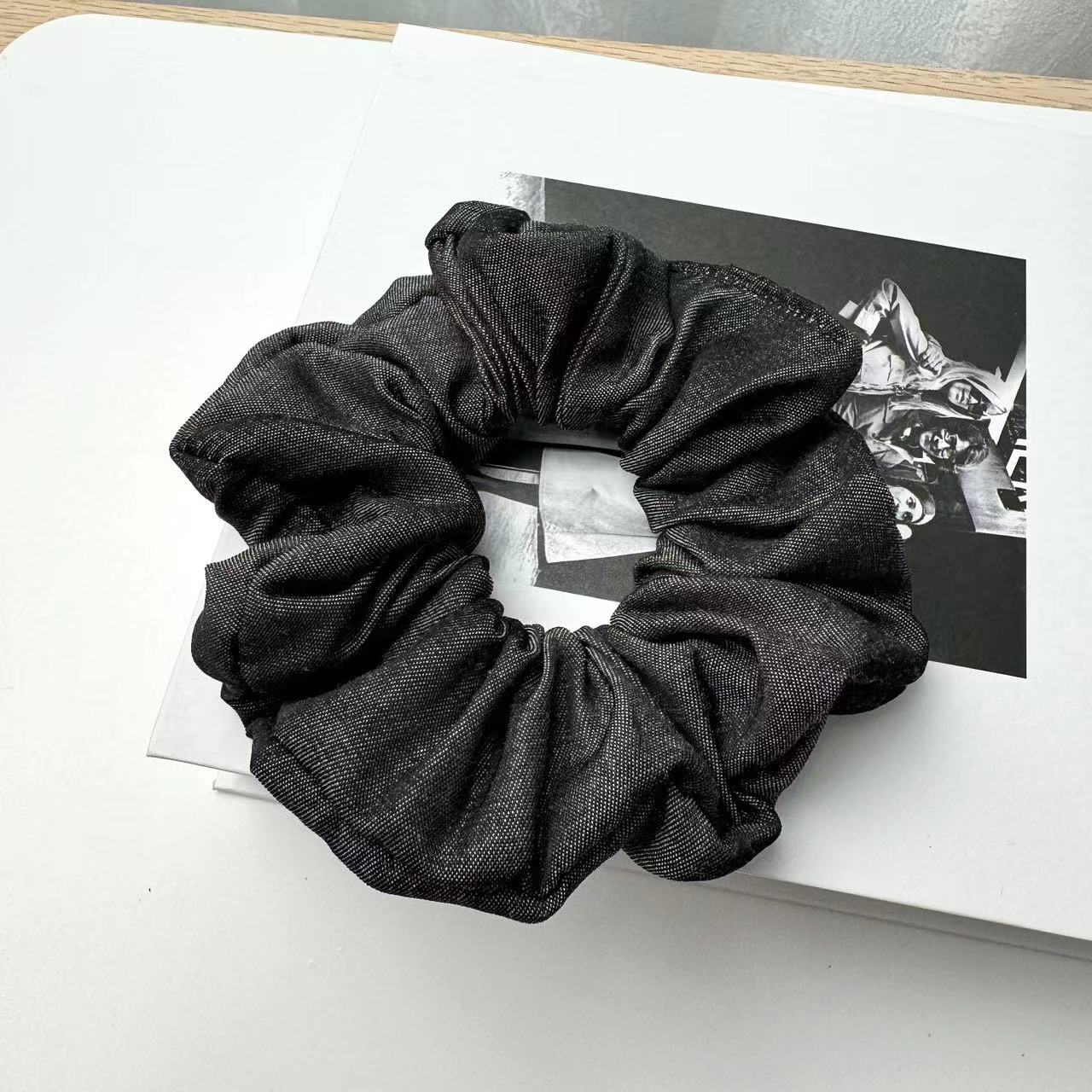 

Большие джинсовые двухслойные резинки для волос с кружевом для девочек и женщин, эластичные резинки для волос в скандинавском стиле, аксессуары для волос