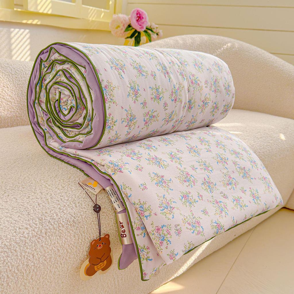 Washed Crinkled Gauze Summer Quilt - Skin-Friendly Cool Blanket for Air Conditioning