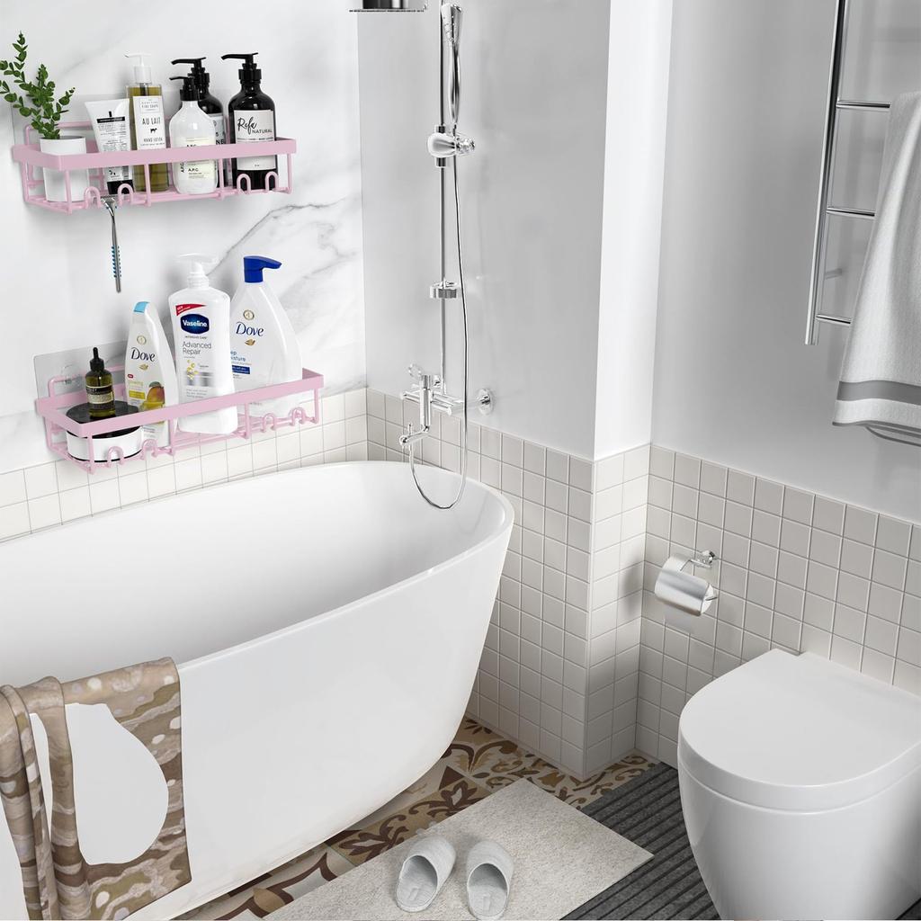 Shower Caddy,Adhesive Shower Organizer For Bathroom Storage&Home Decor&Kitchen,No Drilling,Large Capacity,Rustproof Stainless Steel Bathroom Organize