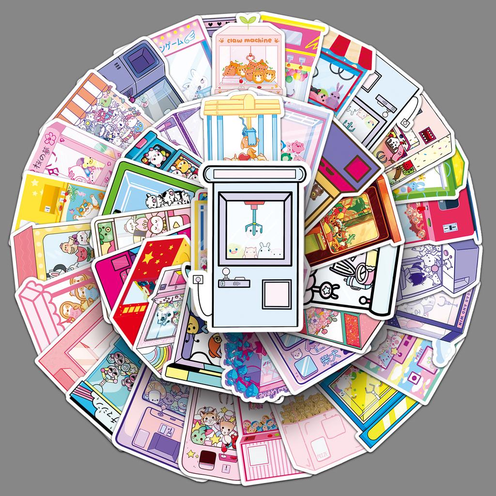 50 Claw Machine Graffiti Stickers Personalized Cartoon Cute Creative Decoration Mobile Phone Suitcase Water Cup Stickers