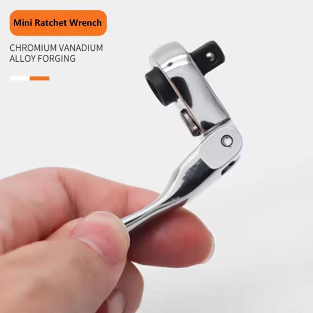 1/4 Inch Mini Ratchet Wrench Screwdriver Vanadium Steel 1 Socket In Batch Reversible 2 Socket Wrench Teeth Quick 72 R1u6