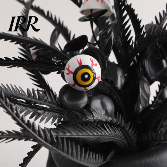 Spooky Skull Figurine Figurine, Black Red Rose Creepy Eyeballs Skeleton Halloween Lightweight Decoration Table Centerpiece for Tabletop, Desk, Mantel,
