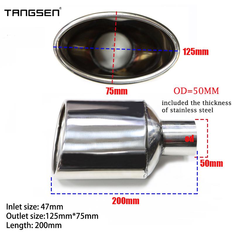 Fits Benz W204 C Class Car Universal Oval Exhaust Tip Stainless Steel Muffler Tip 47mm Inlet Single Out Exhaust Pipe Car Tuning