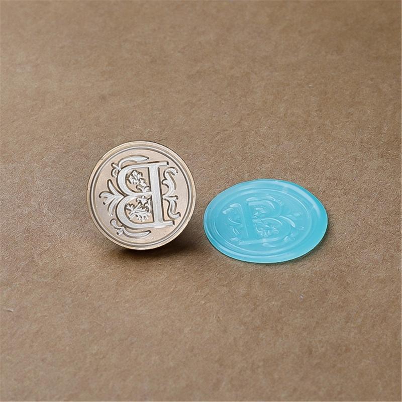Sealing Wax Stamp Coppers Seals + 1Piece Wood Handle,Vintage Wax Seal Stamp Set for Envelops,Cards,Gift Wrappings