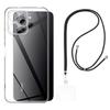Case and Neck Strap for Xiaomi REDMI 12 4G - Transparent Soft TPU Adjustable Black Cord Phonillico®