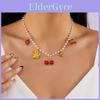 Bracelet Chaîne Pendentif Cœur d'Amour Cerise Avec Chaîne de Perles Pour Femmes Style Été