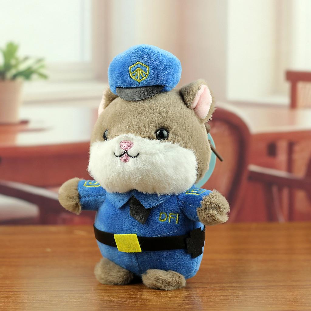 Cute Police Hamster Plush Keychain Kids Gift For Bag Decor