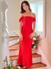 2026 Summer Women's Off-Shoulder Ruffle High-Waisted Open Back Evening Gown