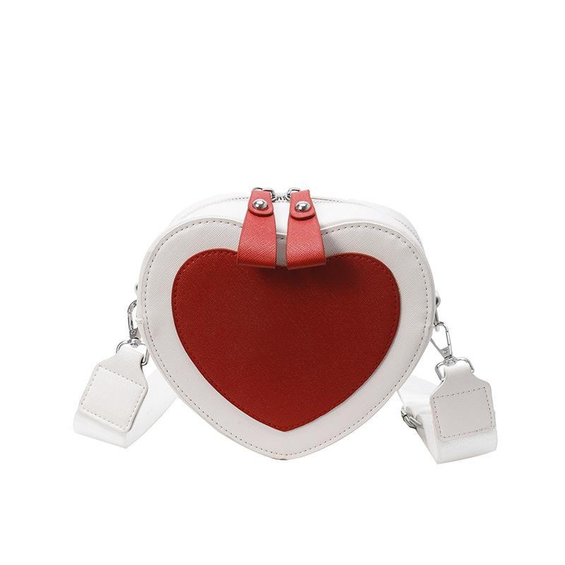 Bags Cute Peach Heart Small Bag 2025 New Mori Sweet Girl Foreign Style Versatile Contrasting Color Messenger Love Bag