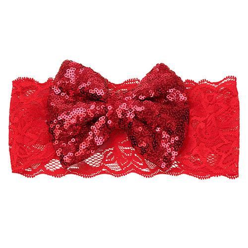Barn Baby Girl Paljett Spets Bowknot Hårband Blinkande Turban Pannband Pannband