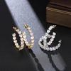 Huitan Luxury Trendy Heart CZ Hoop Earrings for Women Copper Color/Gold Color Fashion Versatile Love Cubic Zirconia Zircon