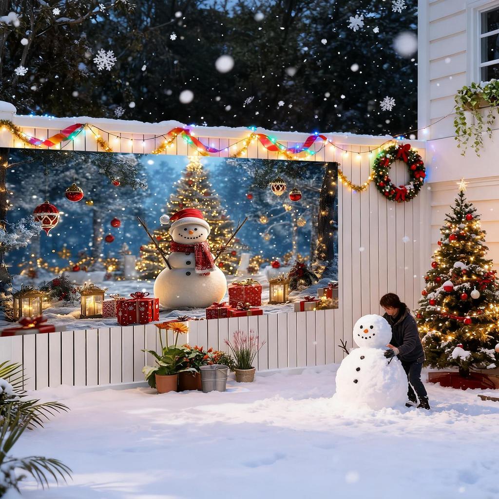 Santa Claus Merry Christmas Garage Door Banners Xmas Party Decor Photography Backdrop Outdoor Walls Events Background Props