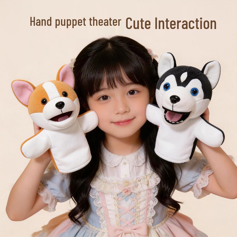 Fox & Crow Plush Hand Puppets for Storytelling with Sheep Gloves