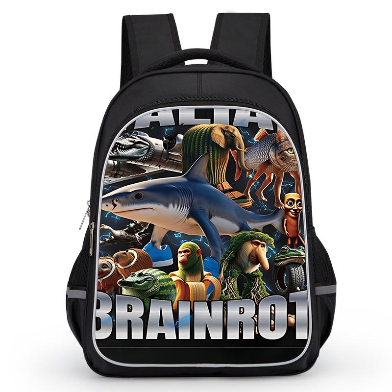 Cross-border Classic Mountains & Seas Stick Figure Kids' Backpack for Grades 1-6 - Load-Reducing Double Shoulder Bag for Boys