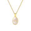 Vnox Women's Pretty Letters Necklace, Stainless Steel Oval White Shell Letter A-Z Pendant, Gold Color Jewelry Gifts