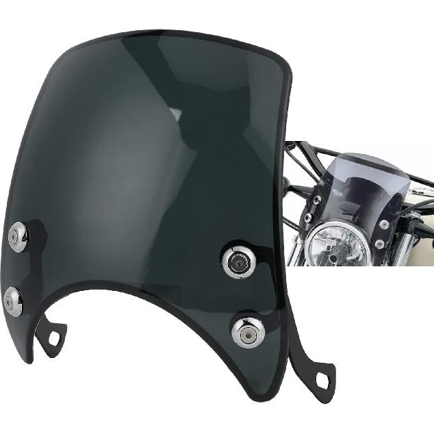 Motorbike Wind Deflector,Retro Motorcycle Windshield PC Wind Deflector Universal for 5-7in Headlight Motorbike Part