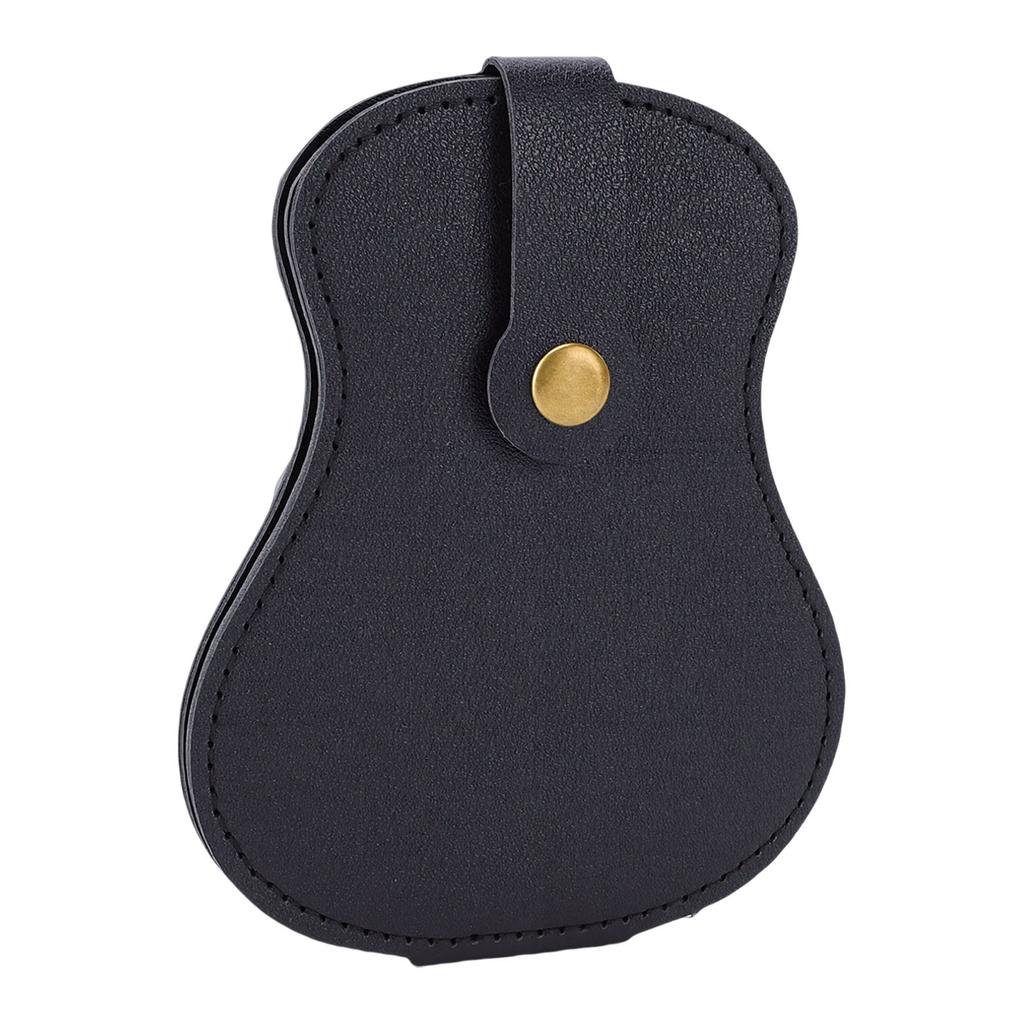 Guitar Shaped Guitar Pick Holder Stylish PU Leather Picks Storage Bag for Guitar Lovers 18 Slots