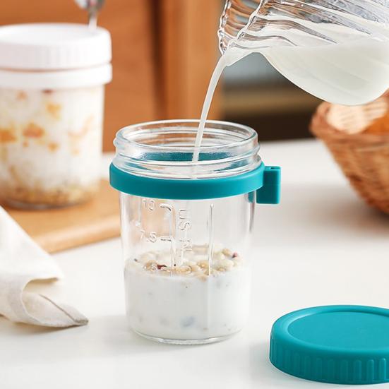 6Pcs Overnight Oat Containers with Lids Food Grade BPA Free Heat-Resistant Glass Mason Jars Airtight Leak-Proof Overnight Oats Jars