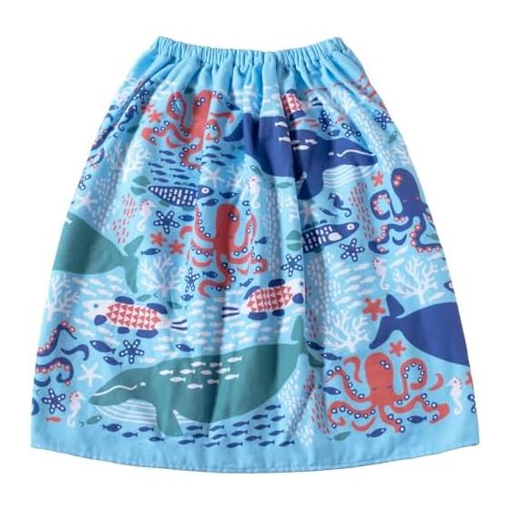Bloom Wrap Towel for Girls 60cm Printed Kids Wrap Towel for Children Kids Roll Towel Pool Towel Changing Towel with Name Tag 100% Cotton (Sea (Blue))