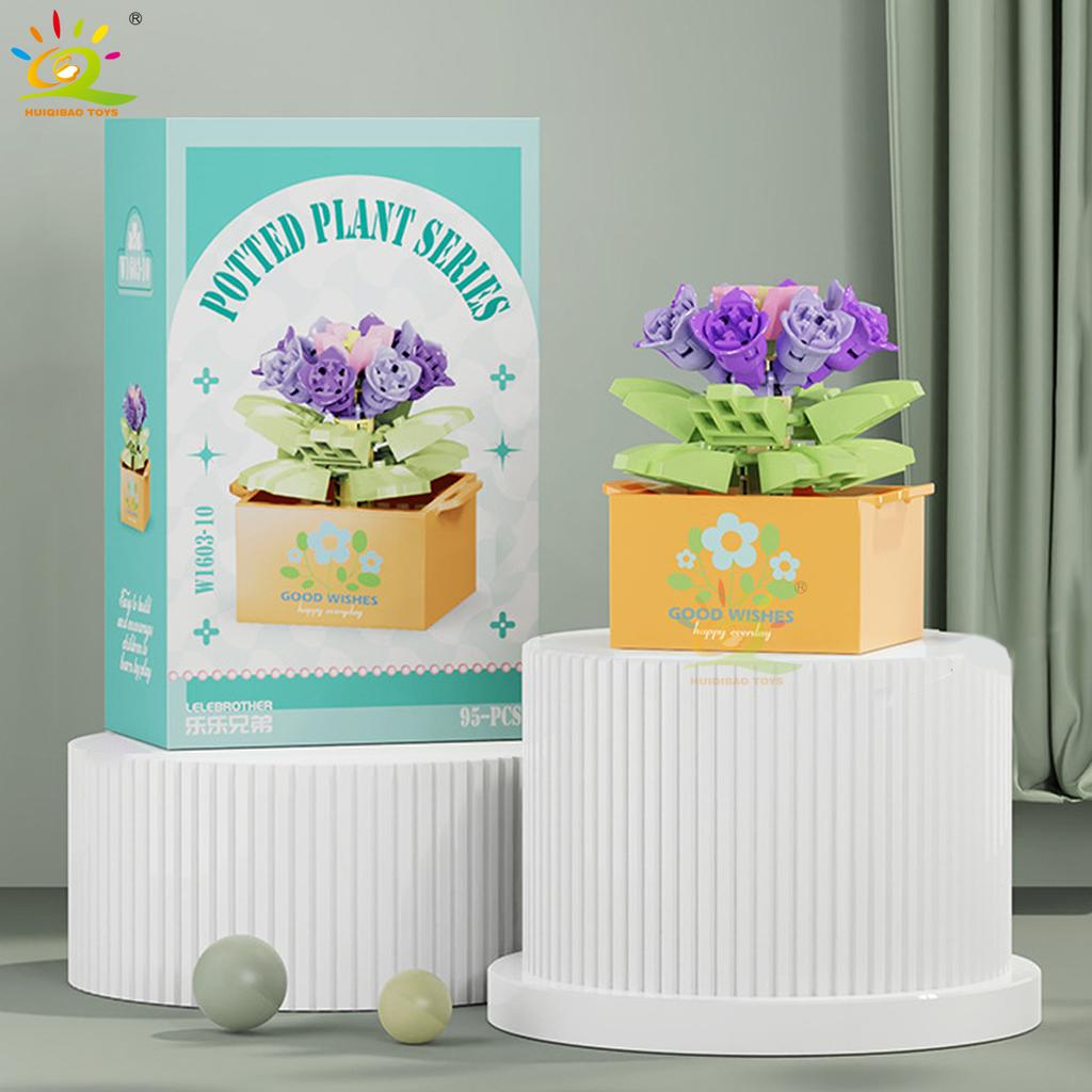 MOC Blume Sukkulente Topfpflanze Modellbaustein DIY Ewiger Strauß Zuhause Schreibtisch Pflanzen Dekoration Ziegel Mädchen Geschenk Kinderspielzeug