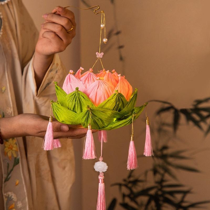 Flower Lamp Decoration Handheld Flower Light Accessory for Hanfu Dresses Up and Celebration
