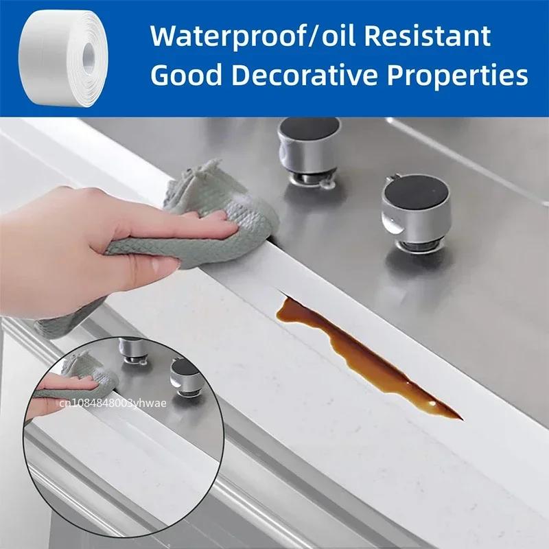 3.2M Self Adhesive PVC Sealing Strip Tape for Bath Toilet Kitchen Caulk Tape Waterproof Wall Sticker White Mold Proof Tapes