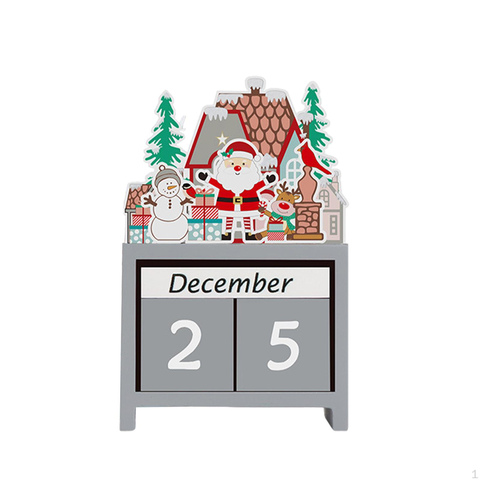

Christmas Calendar Advent Daily Statue Wood Ornament Xmas Decoration for Living сірий