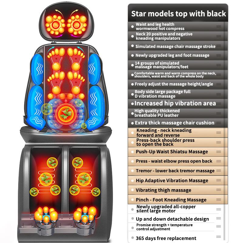Massaggio elettrico cuscino multifunzionale collo spalla vita posteriore telecomando impasto profondo riscaldamento Shiatsu alleviare il dolore regalo