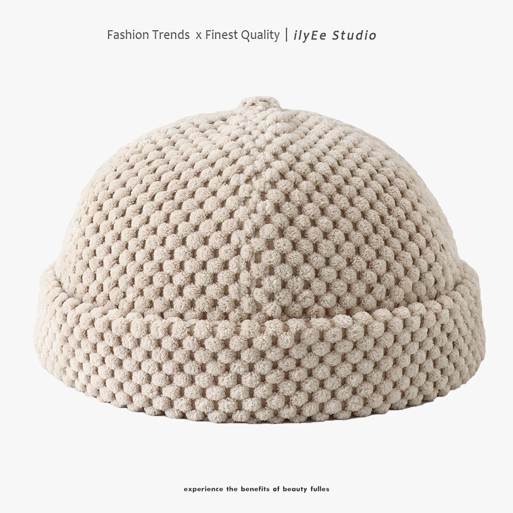 

New Autumn Winte Solid Color Skull Beanie Cap Hip Hop Thick Warm Docker Sailor Bike Brimless Hats For Women Men Pumpkin Hat Adjustable