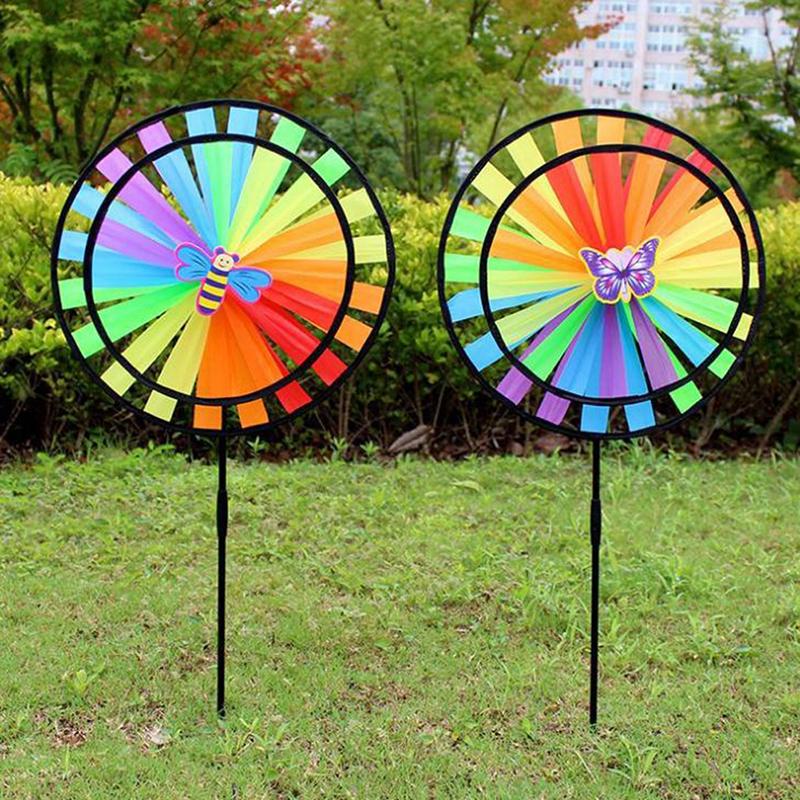 Doppelschichtiges buntes Rad-Windmühlen-Windspinner-Kinderspielzeug-Garten-Yard-Dekor