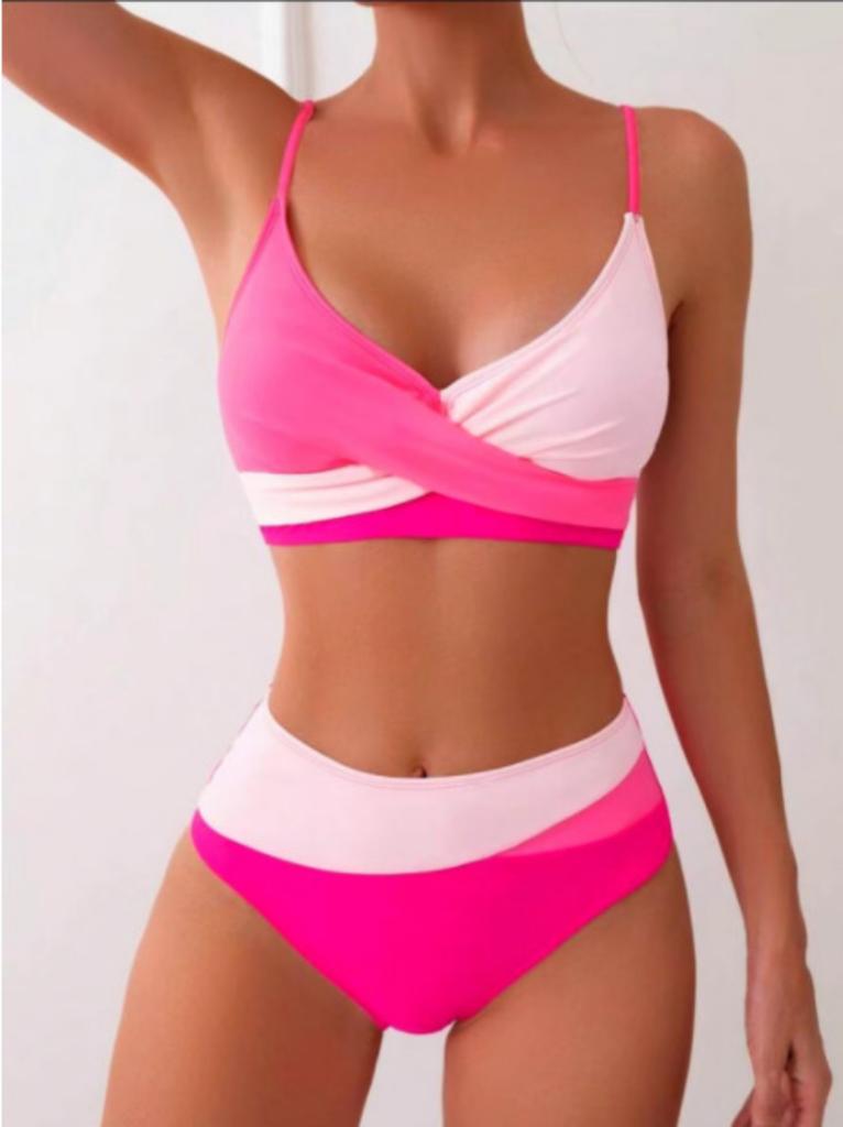 Damenmode Geteilter Konservativer Bikini Mit BH-Polstern Und Ohne BH Badeanzug