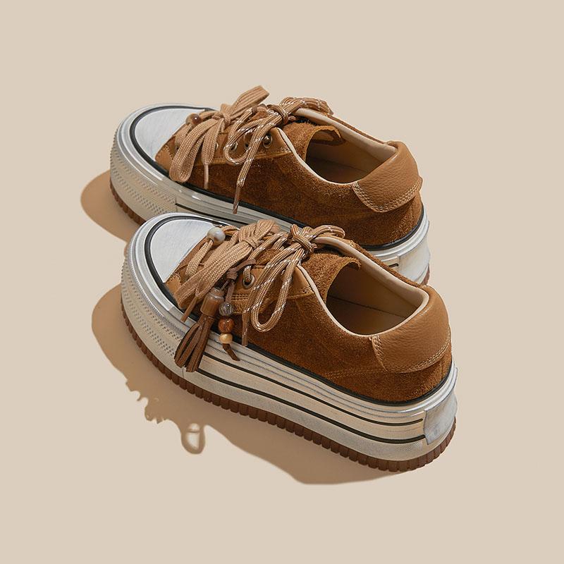 Fashion AIYUQI 2025 New Women's Sneakers Thick-soled Retro Women Skateboard Shoes Large-Size Genuine Leather Casual Shoes female Shoes