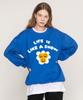 GRAVER [Unisex] Twin Flower Smile Sweatshirt_Cobalt Blue
