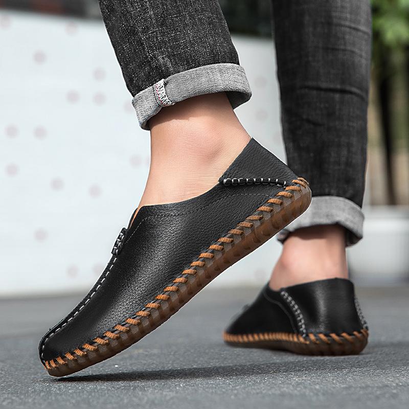 Handmade Genuine Leather Men Shoes Soft Casual Leather Shoes Men Loafers Comfortable Moccasins Men Flats Shoes