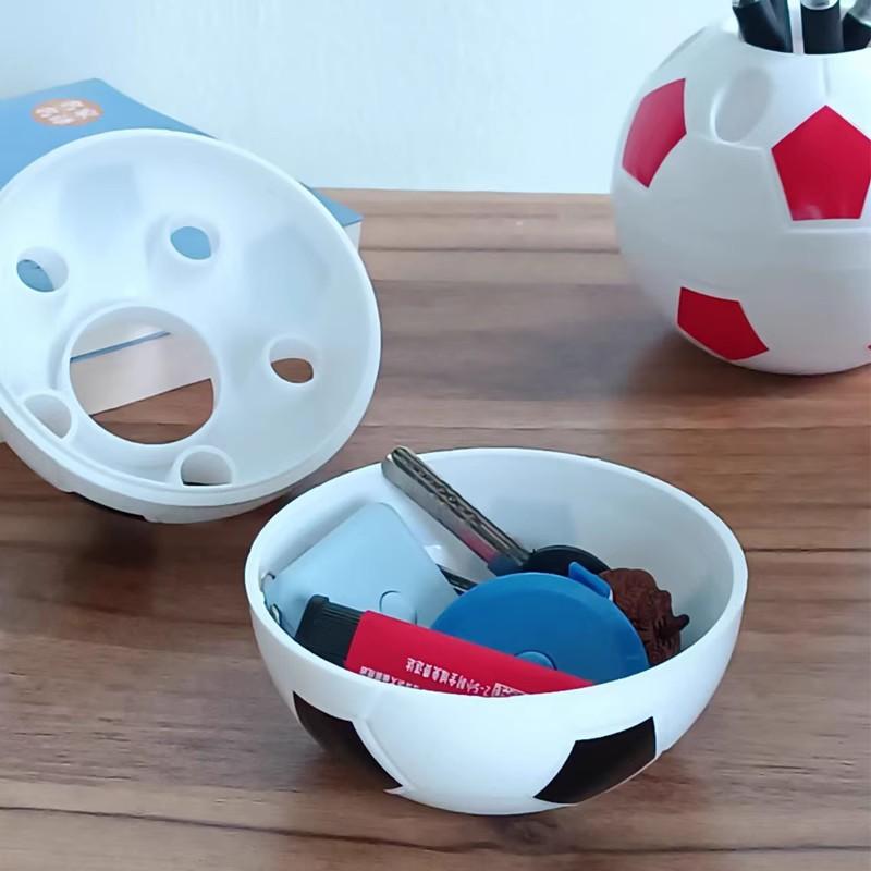 Round Football-Shaped Multifunctional Plastic Pen Holder for Students and Office Use