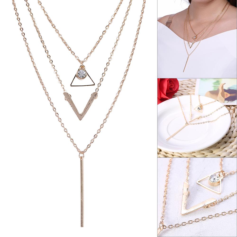Fashion Lady Women Jewelry Multi layer Necklace Clavicle Chain Collar Pendant Accessory