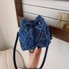 Bolsa de ombro feminina Tether Retro Design Denim Tendência Réplica Bolsa Crossbody Bolsas de balde denim de qualidade Bolsas para mulheres