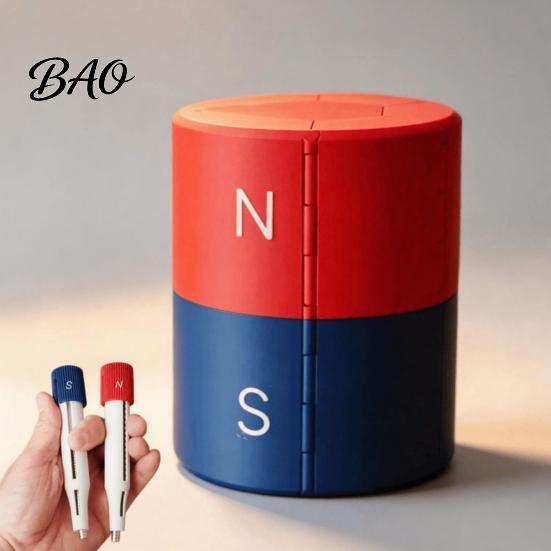 Portable Magnet Container 3D Printed Storage Organizer, N/S Pole Separated Roll-Up Magnetic Anti Collision Case Holder, Foldable Cylinder Container,