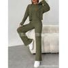 Herbst- und Winter-Freizeit-Strickset mit langen Ärmeln, Damen-Kapuzensweatshirt, lockere Hose zweiteiliges Set