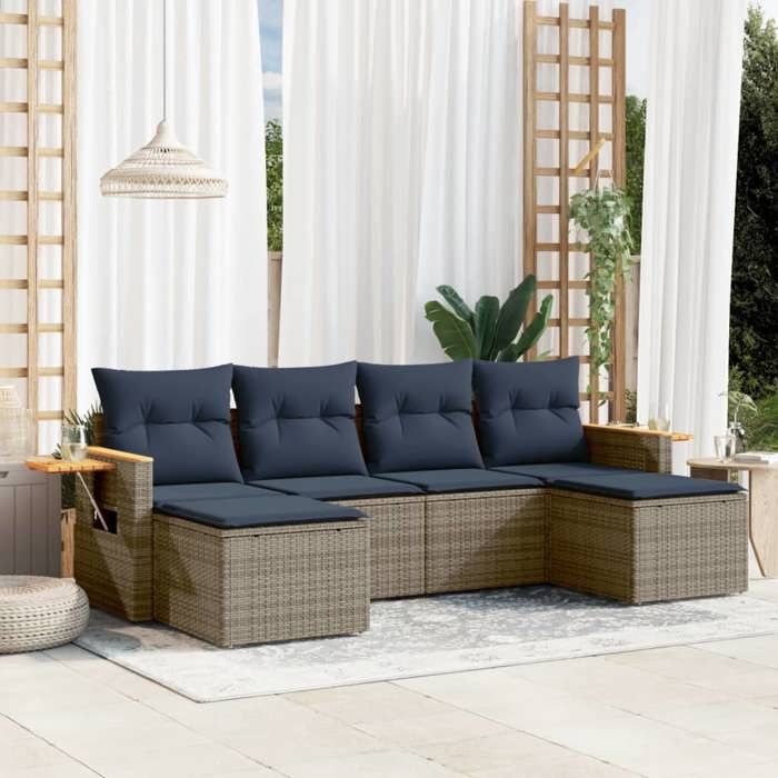 VidaXL Garden Lounge Set with Cushions 6 Pcs, Patio Sofas, Furniture Set, Outdoor Terrace Furniture, Grey 3227062